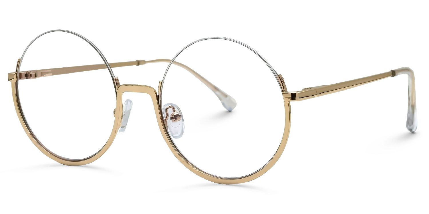 Raleigh - Round Gold Eyeglasses | Vooglam Front View