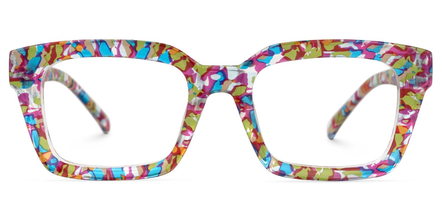 Issay - Rectangle Purple/Green Eyeglasses | Vooglam Angle View