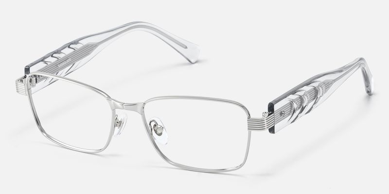 Toyo - Exposed Metal Pin Silver Rectangle Glasses | Vooglam