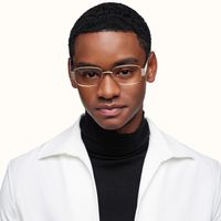 Nyame - Rectangle Gold Eyeglasses | Vooglam On Model 2
