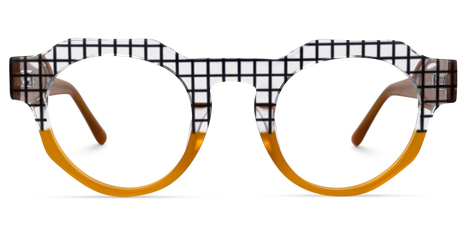 Annaisha - Round Orange Eyeglasses by Vooglam - Angle View