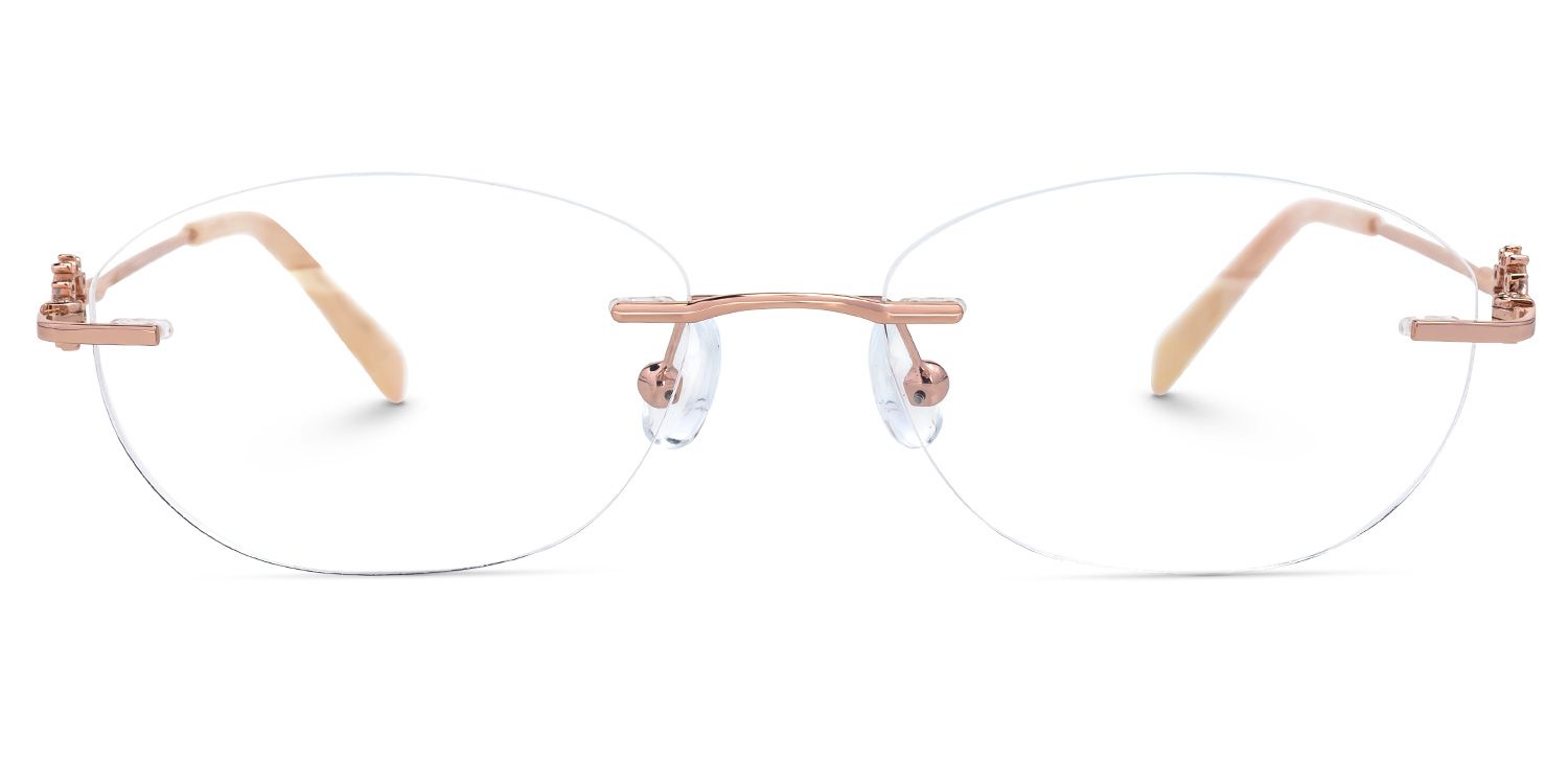 Fadheelat - Oval Gold Eyeglasses by Vooglam - Angle View