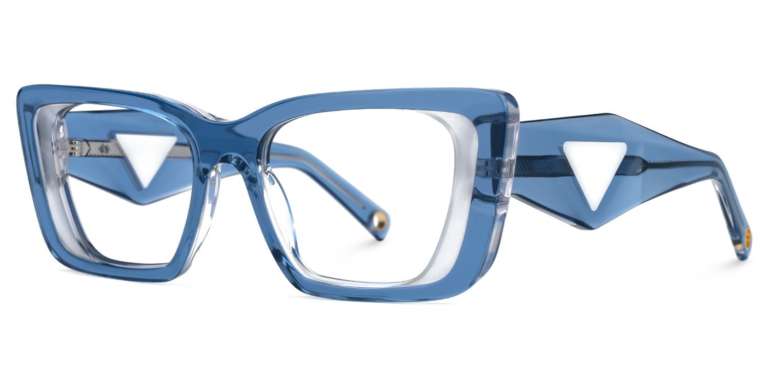 Emerens - Rectangle Blue Eyeglasses | Vooglam Front View