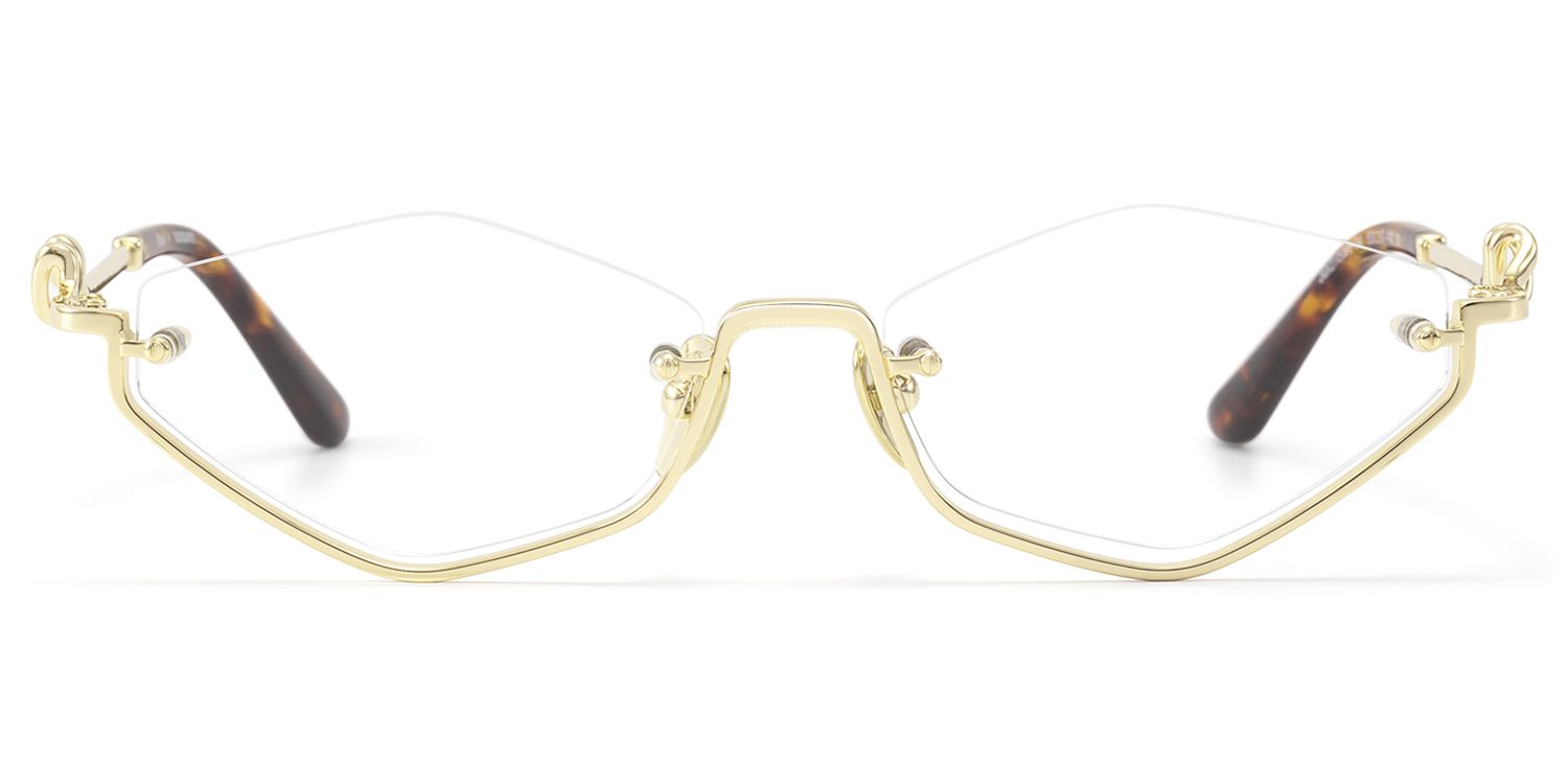 Frame Size of Niseko - Shiny Gold Tortoise Half Rim RX Glasses | Vooglam