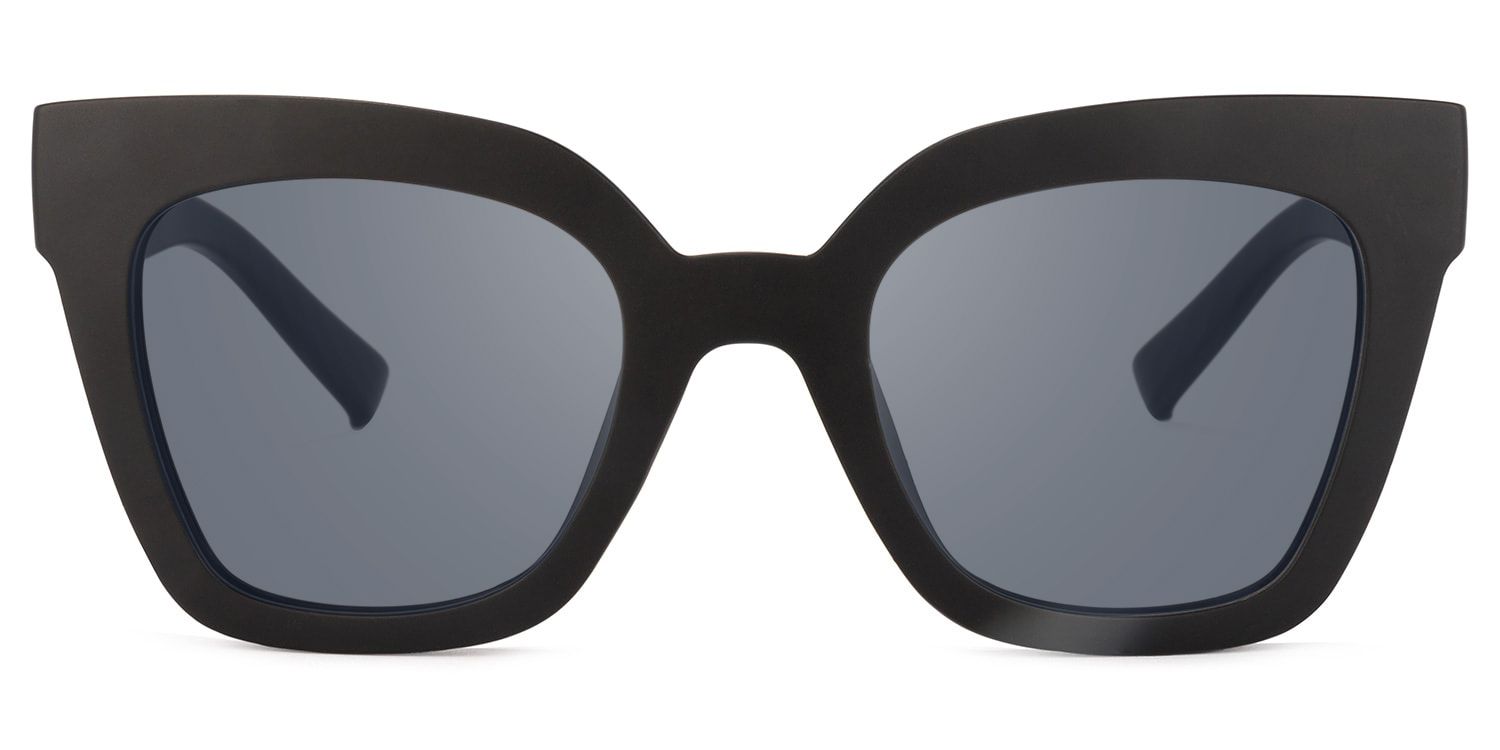 Naila - Square Black Sunglasses│Vooglam - Angle View