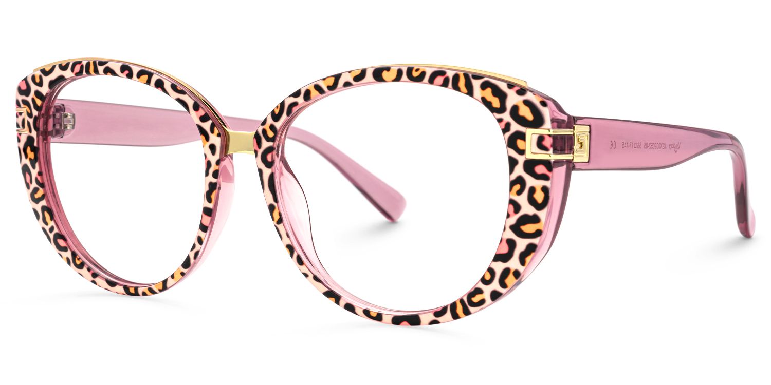 Bessie - Oval Animal Eyeglasses Cheetah Style | Vooglam Front View