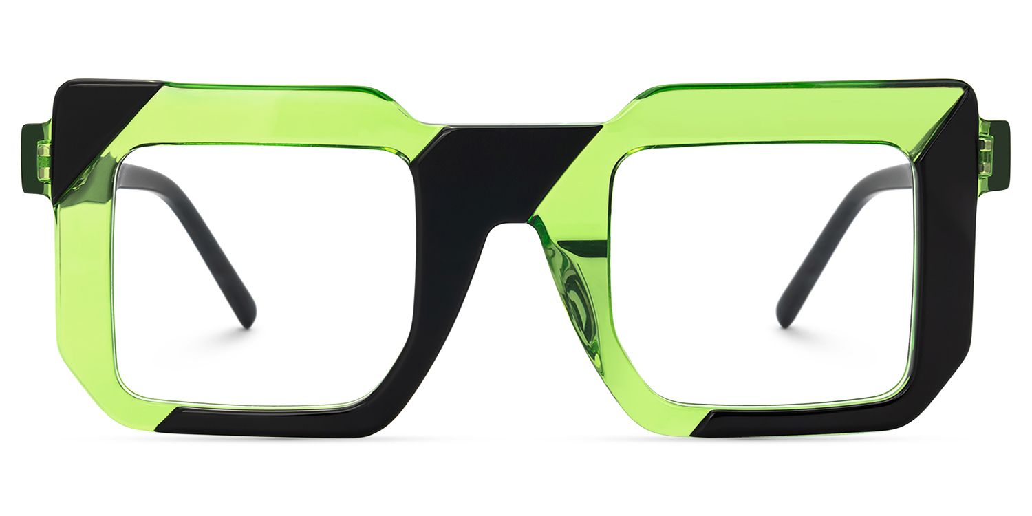 Madhav - Square Green/Black Eyeglasses | Vooglam Angle View