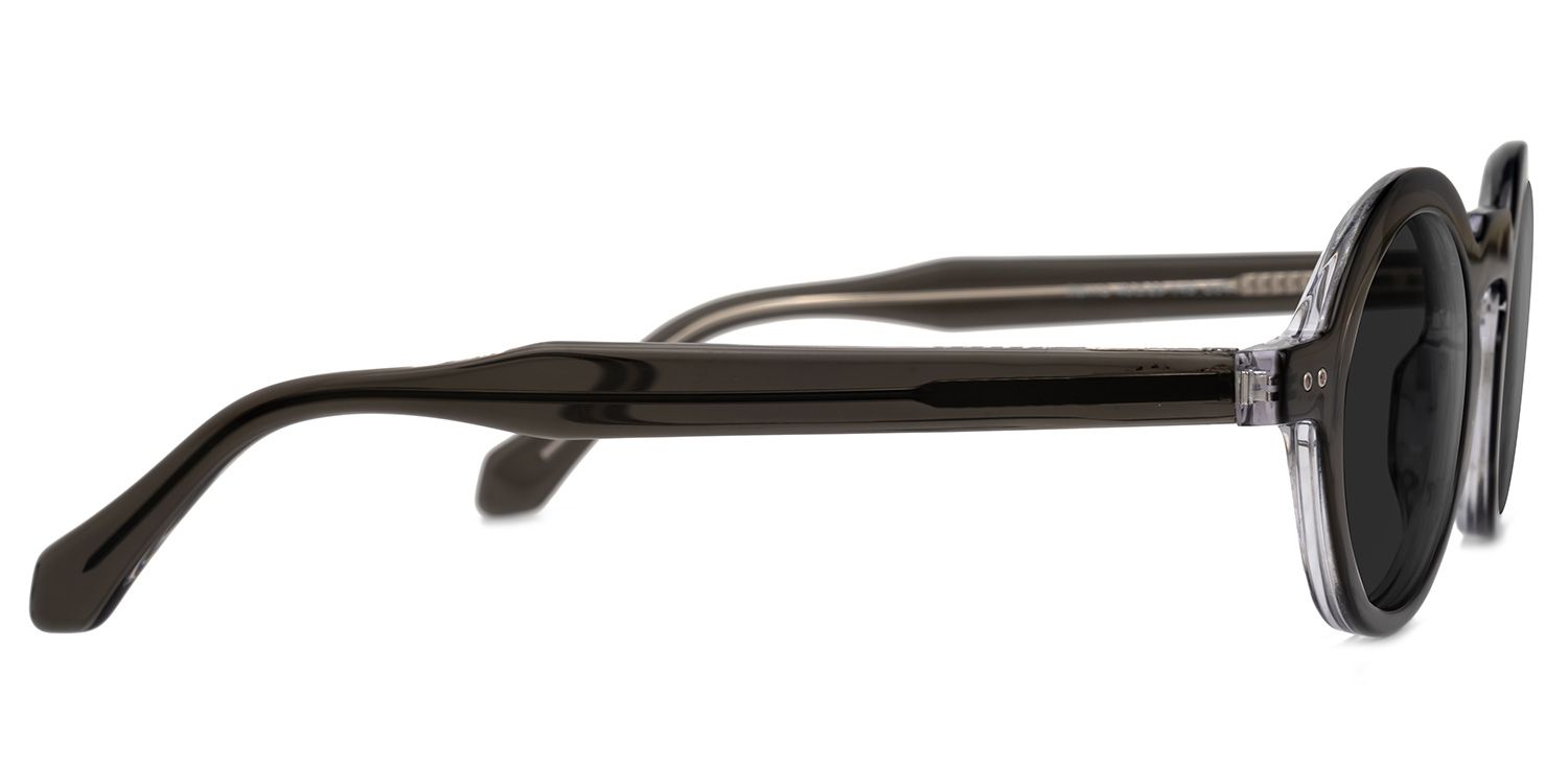 Deepnita - Round Grey Sunglasses by Vooglam - Product View 4
