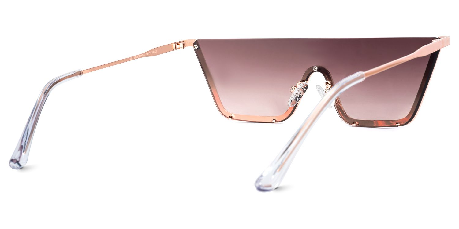 Lael - Cat Eye Champagne Sunglasses by Vooglam - Side View