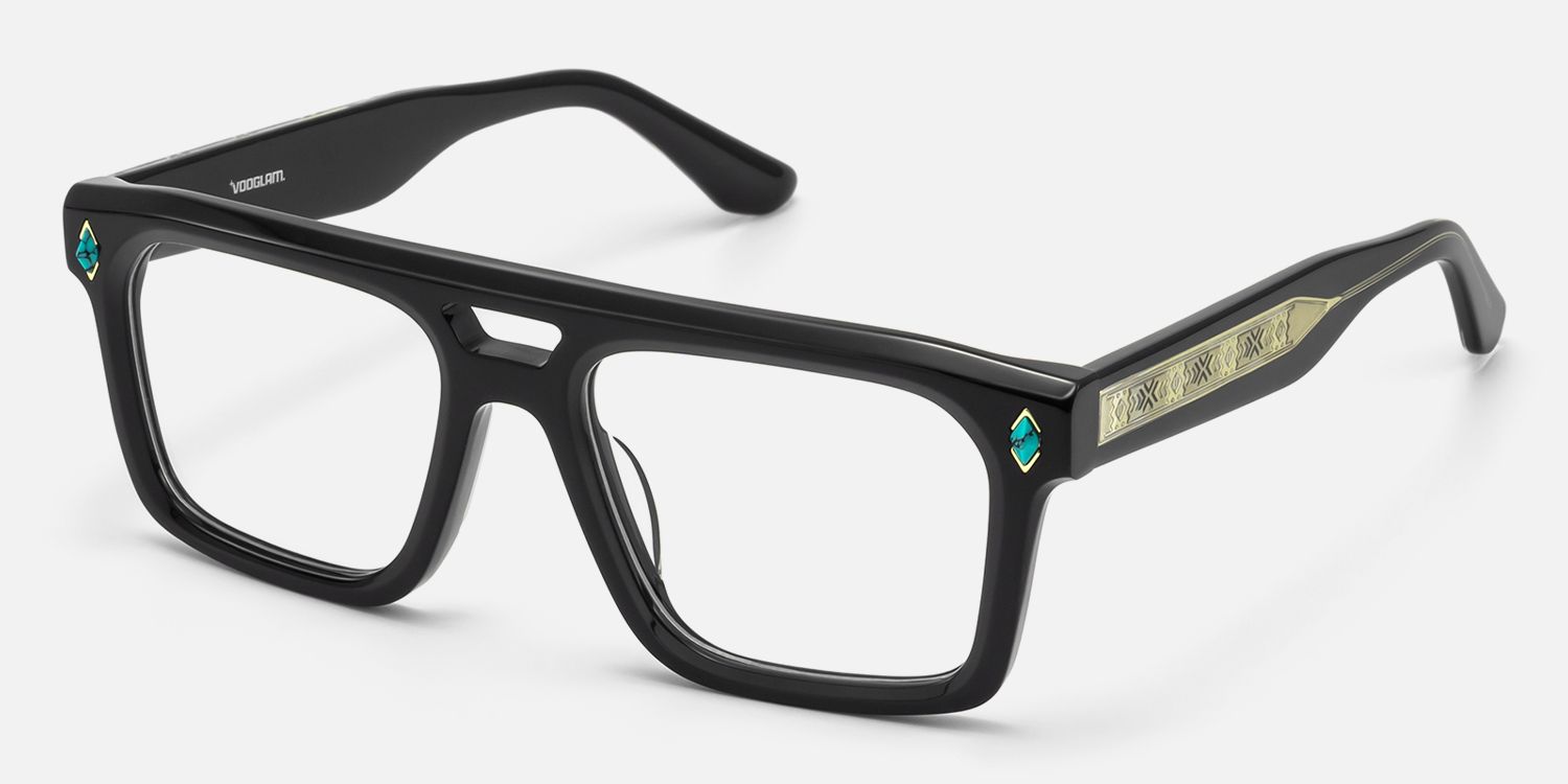 Bastion - Black Double Bridge Glasses | Vooglam Front View