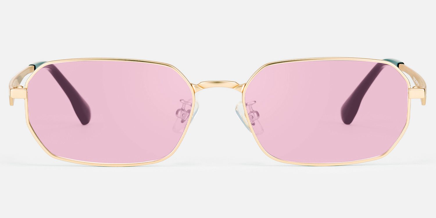 Aether - Thin Gold Geometric Blue Mirrored Shades | Vooglam Angle View