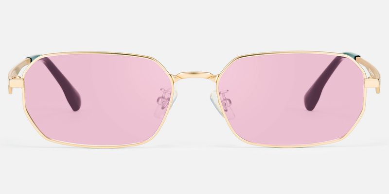 Aether - Thin Gold Geometric Blue Mirrored Shades | Vooglam