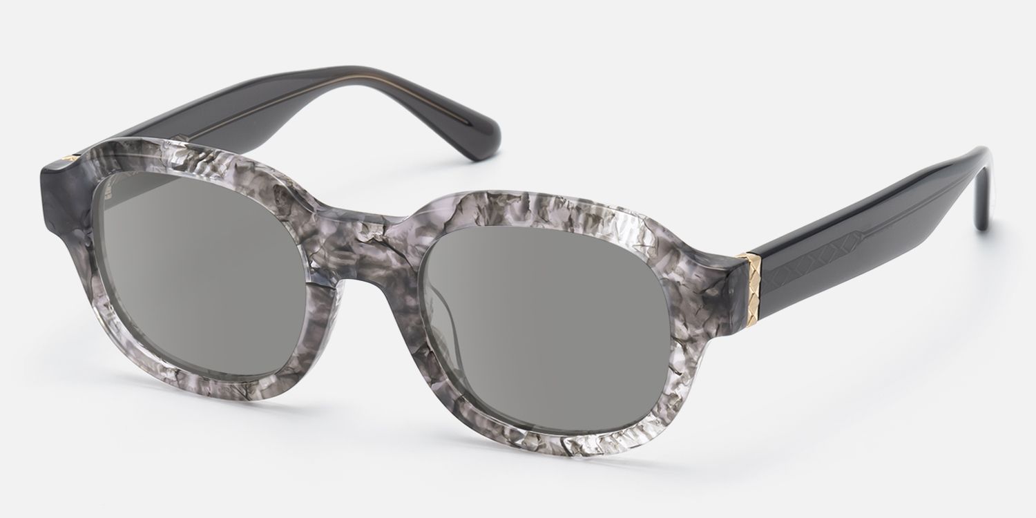 Eerie - Gray Marbled Round Tortoise Sunglasses | Vooglam Front View