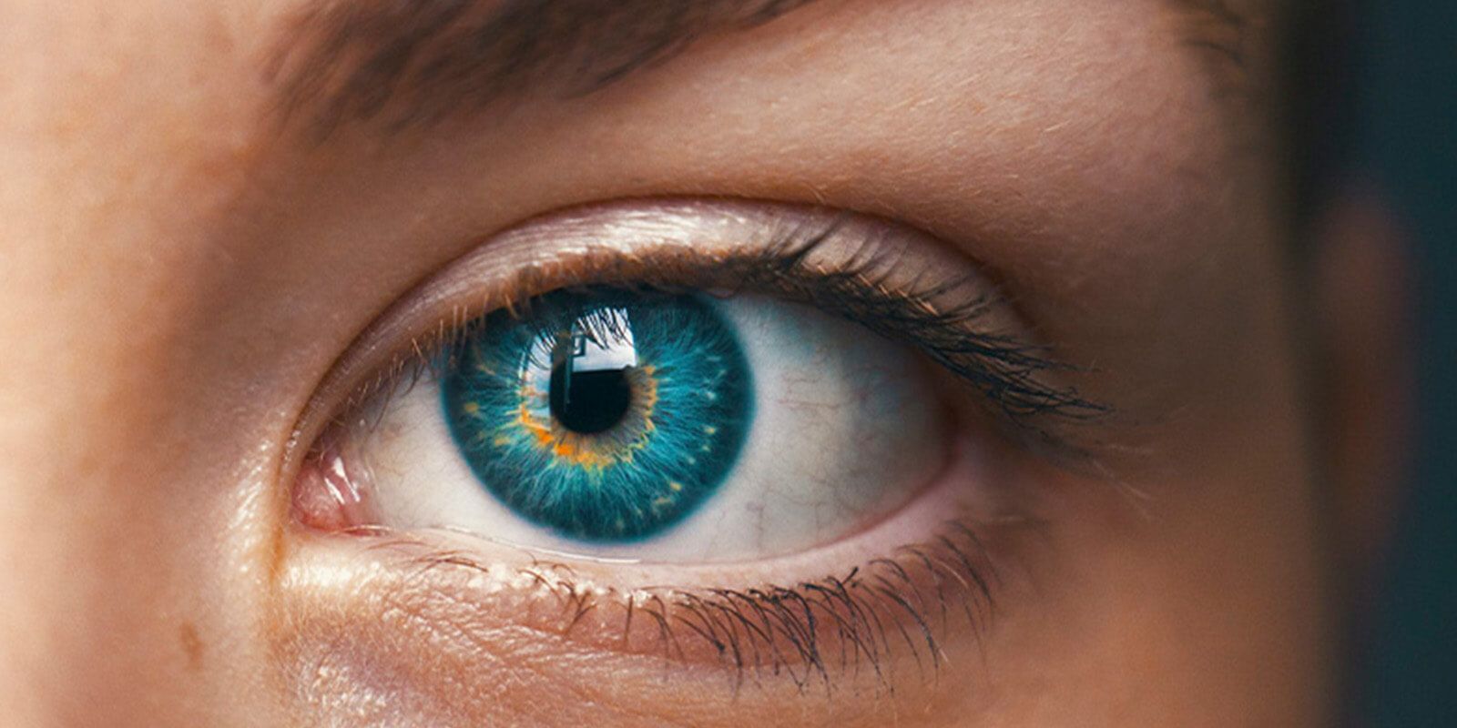 Eyes with deep blue pupils