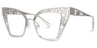 Agalia - Cat Eye Silver Eyeglasses | Vooglam Front View