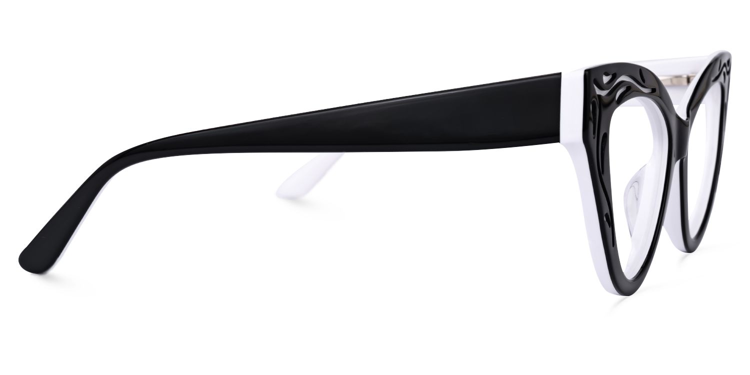 Ivey - Cat Eye Black/White Eyeglasses | Vooglam 4
