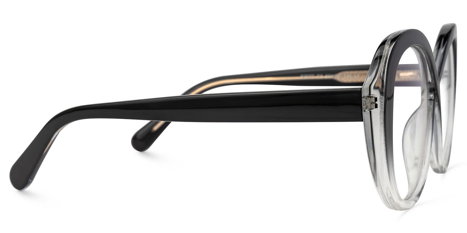 Serena - Oval Black/Crystal Eyeglasses by Vooglam - Product View 4