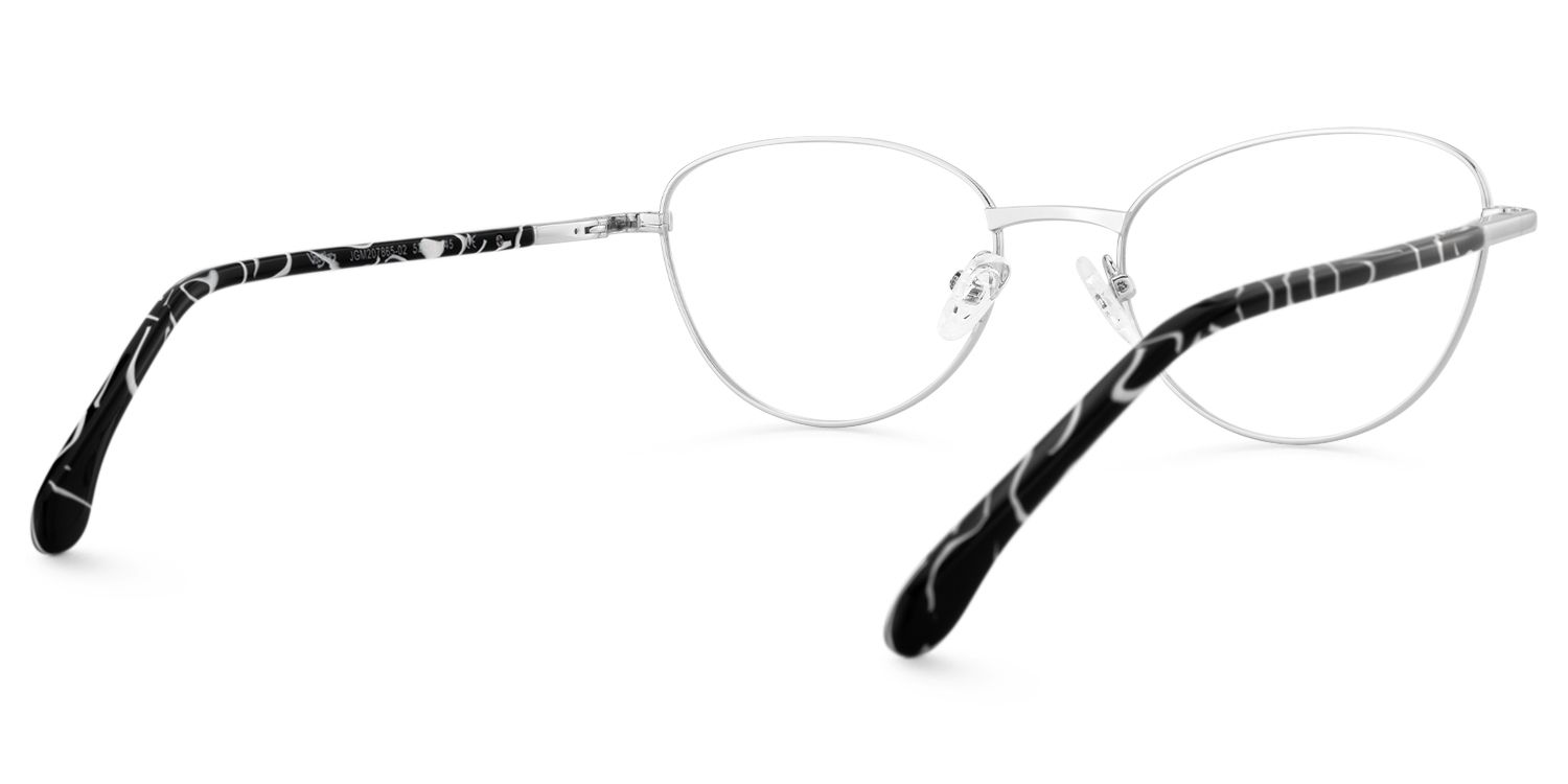 Starlette - Cat Eye Silver Eyeglasses | Vooglam Side View