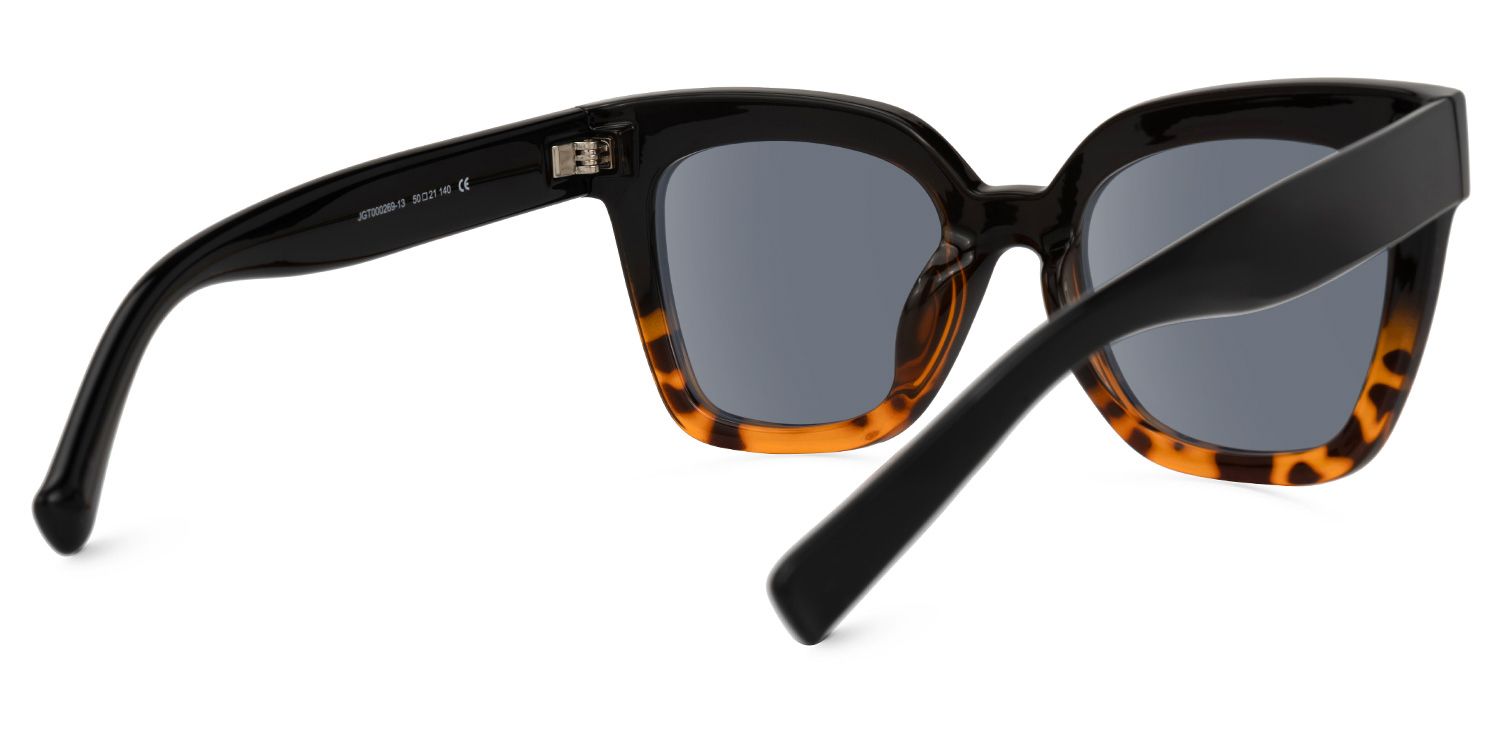 Naila - Square Black/Tortoise Sunglasses by Vooglam - Side View