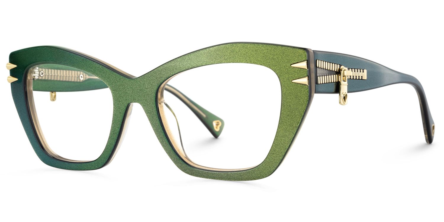 Manon - Cat Eye Green Eyeglasses | Vooglam Front View