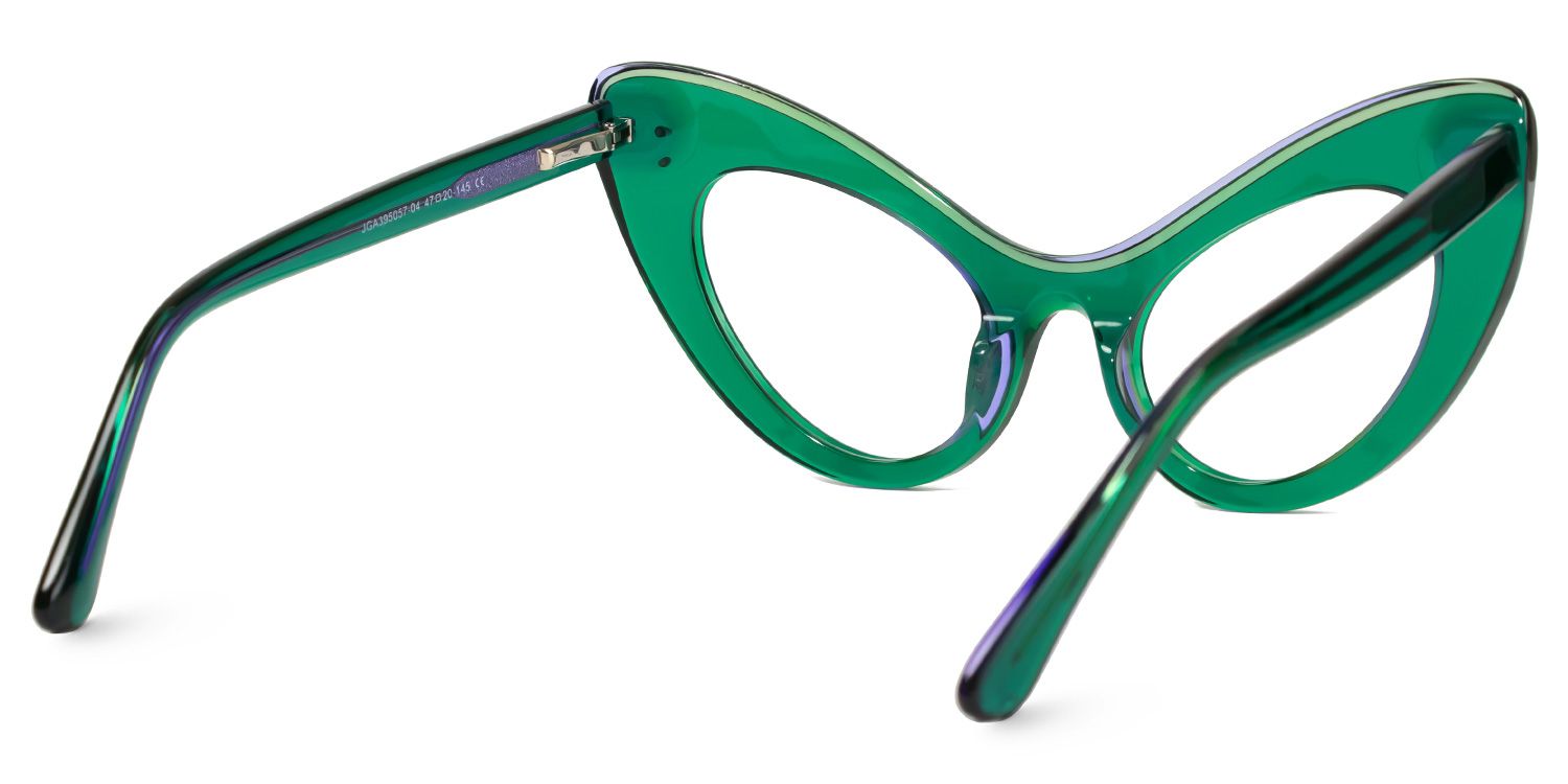 Danesha - Cat Eye Green Eyeglasses | Vooglam Side View