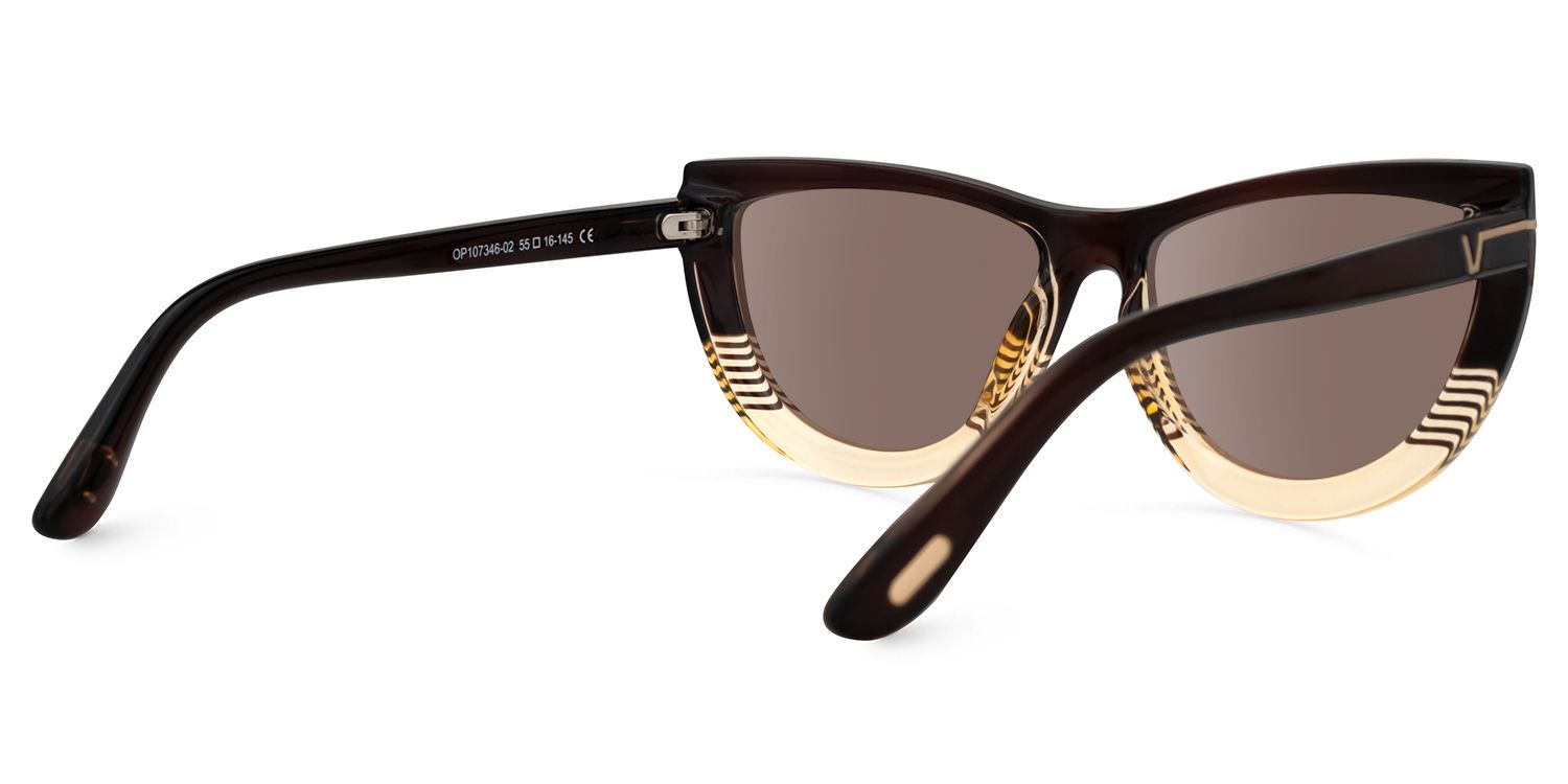 Rhea - Butterfly Brown Sunglasses by Vooglam - Side View