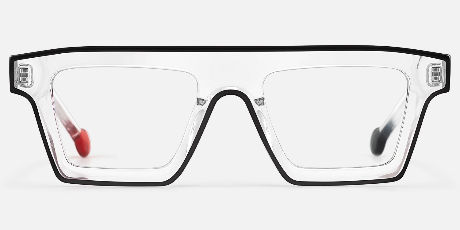 Treva - Bold Clear Glasses with Black Outline | Vooglam Angle View