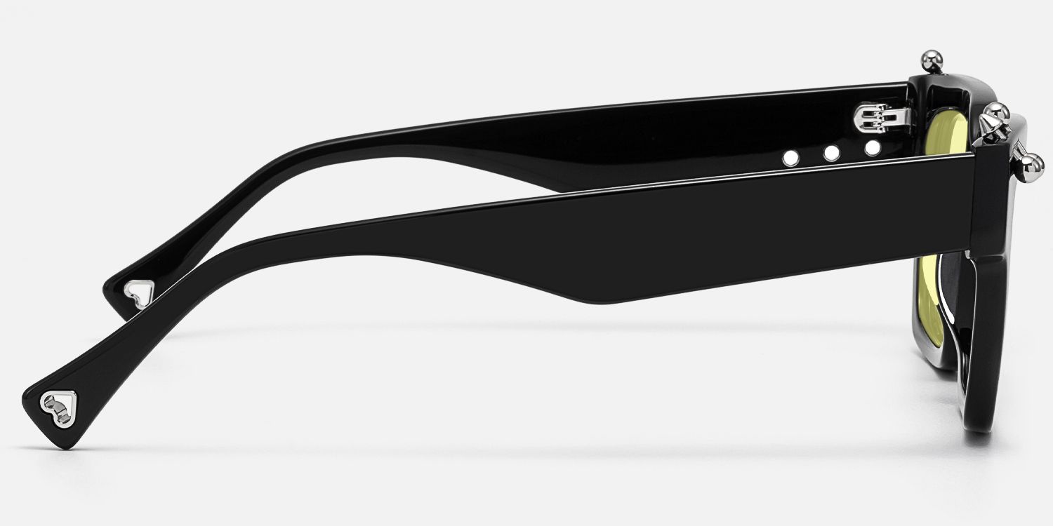PIERCE - Sleek Square Black Sunglasses | Vooglam Side View