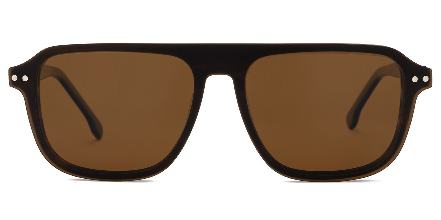Naiser - Aviator Brown Sunglasses by Vooglam - Front View