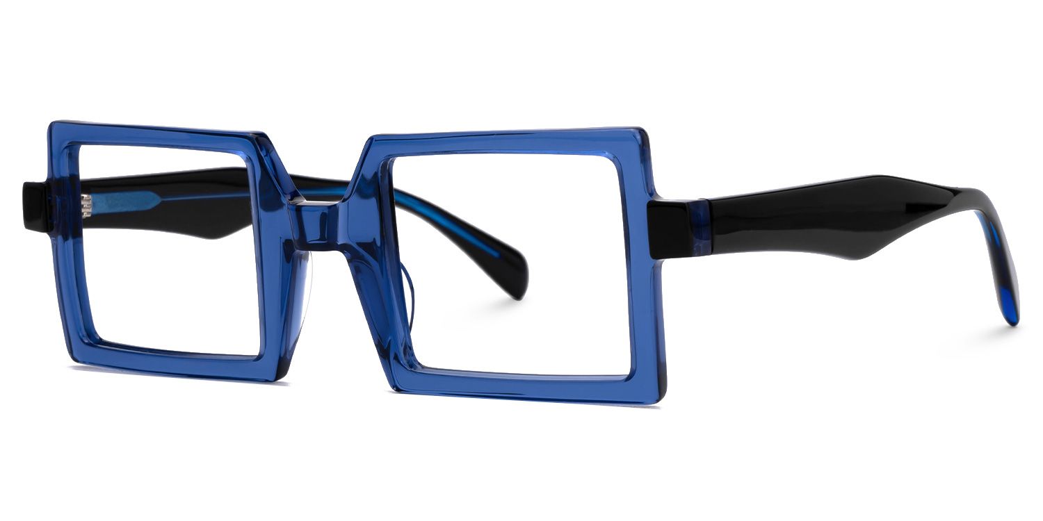 Fawzia - Rectangle Blue Eyeglasses | Vooglam Front View