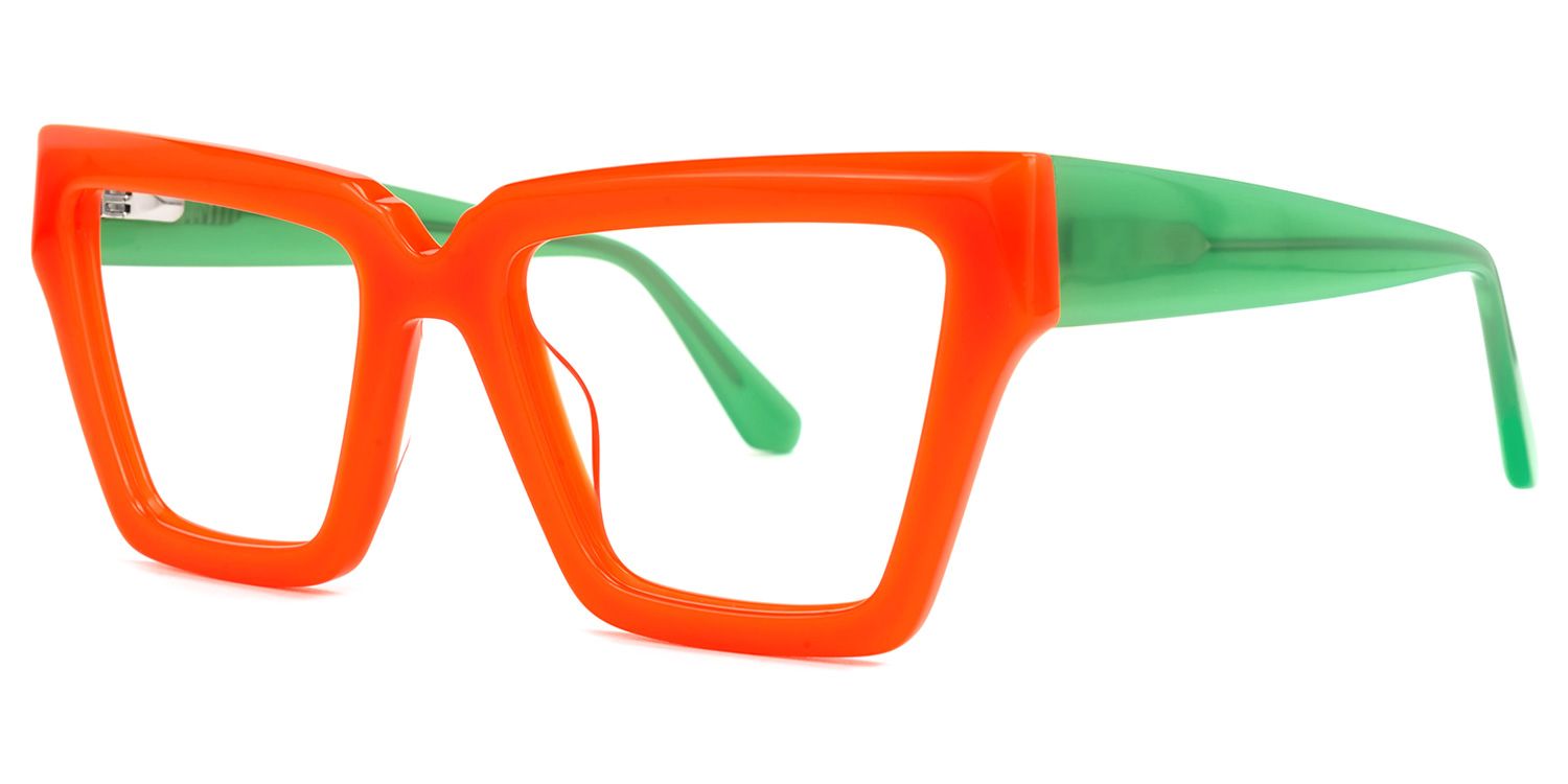Elchanan - Rectangle Orange Eyeglasses | Vooglam Front View