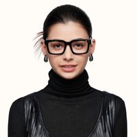 Spike - Rectangle Black Eyeglasses | Vooglam On Model 1