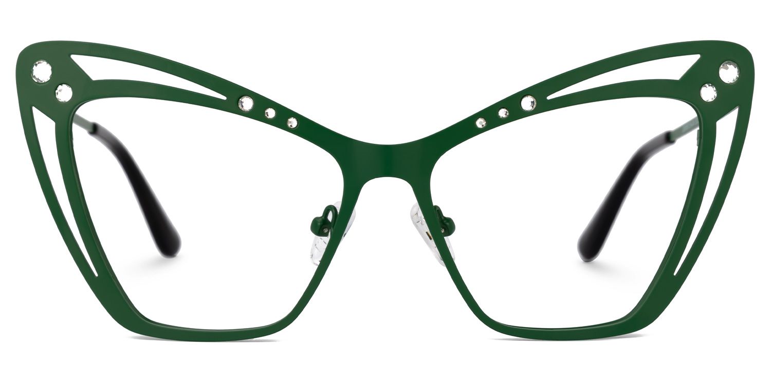 Jeanna - Cat Eye Green Eyeglasses by Vooglam - Angle View