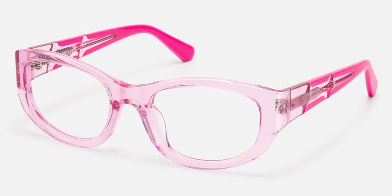 Bubble - Clear Pink Y2K Oval Rectangle Glasses by Vooglam
