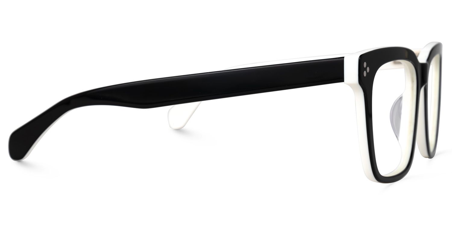 Derora - Rectangle Black/White Eyeglasses | Vooglam 4