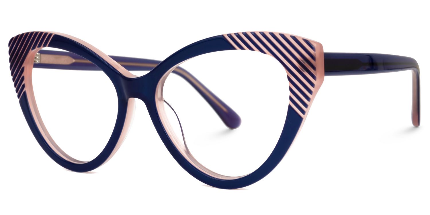 Danail - Cat Eye Blue Eyeglasses | Vooglam Front View
