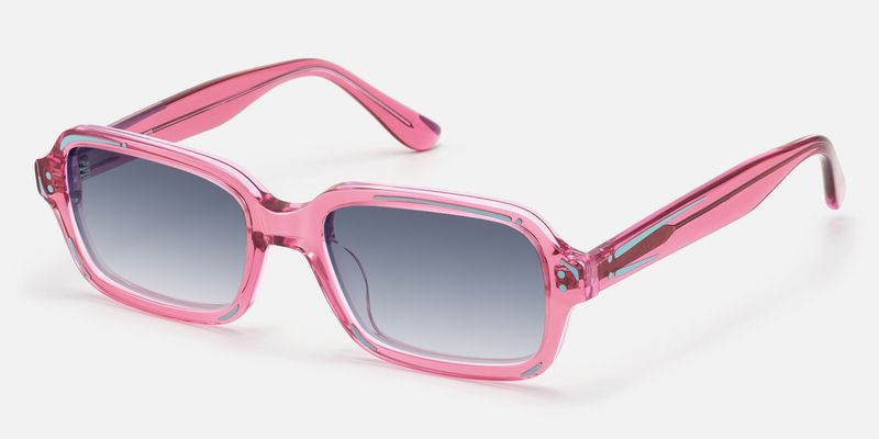 Pixel - Pink Comic Gray Tinted Rectangle Shades by Vooglam