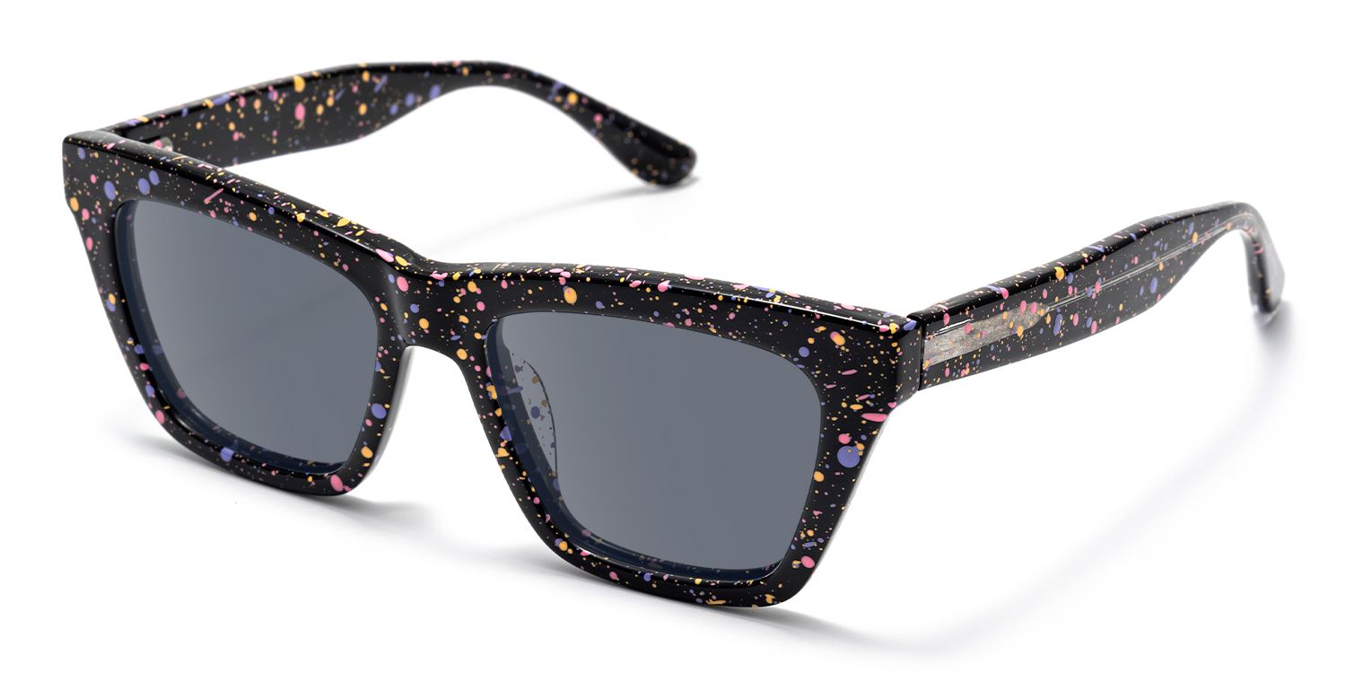 Drip - Rectangle Black Sunglasses | Vooglam Front View
