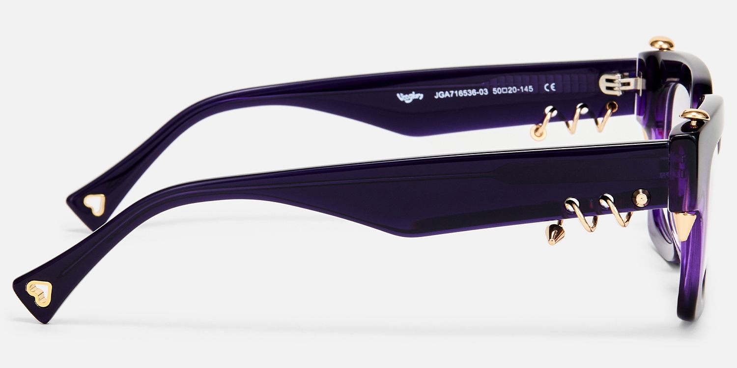 Sabrina - Rectangle Purple Acetate Eyeglasses | Vooglam Side View