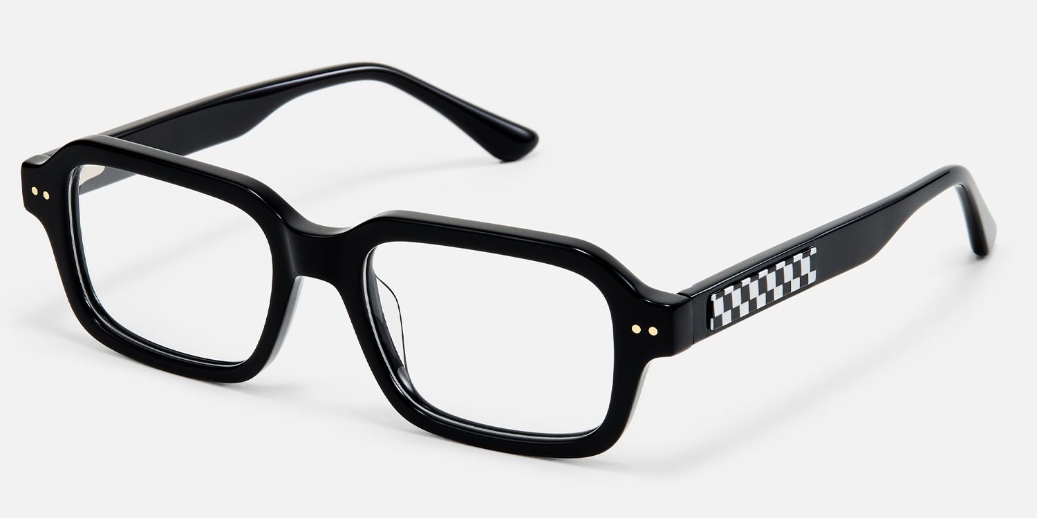 Narges - Rectangle Black Eyeglasses | Vooglam Front View