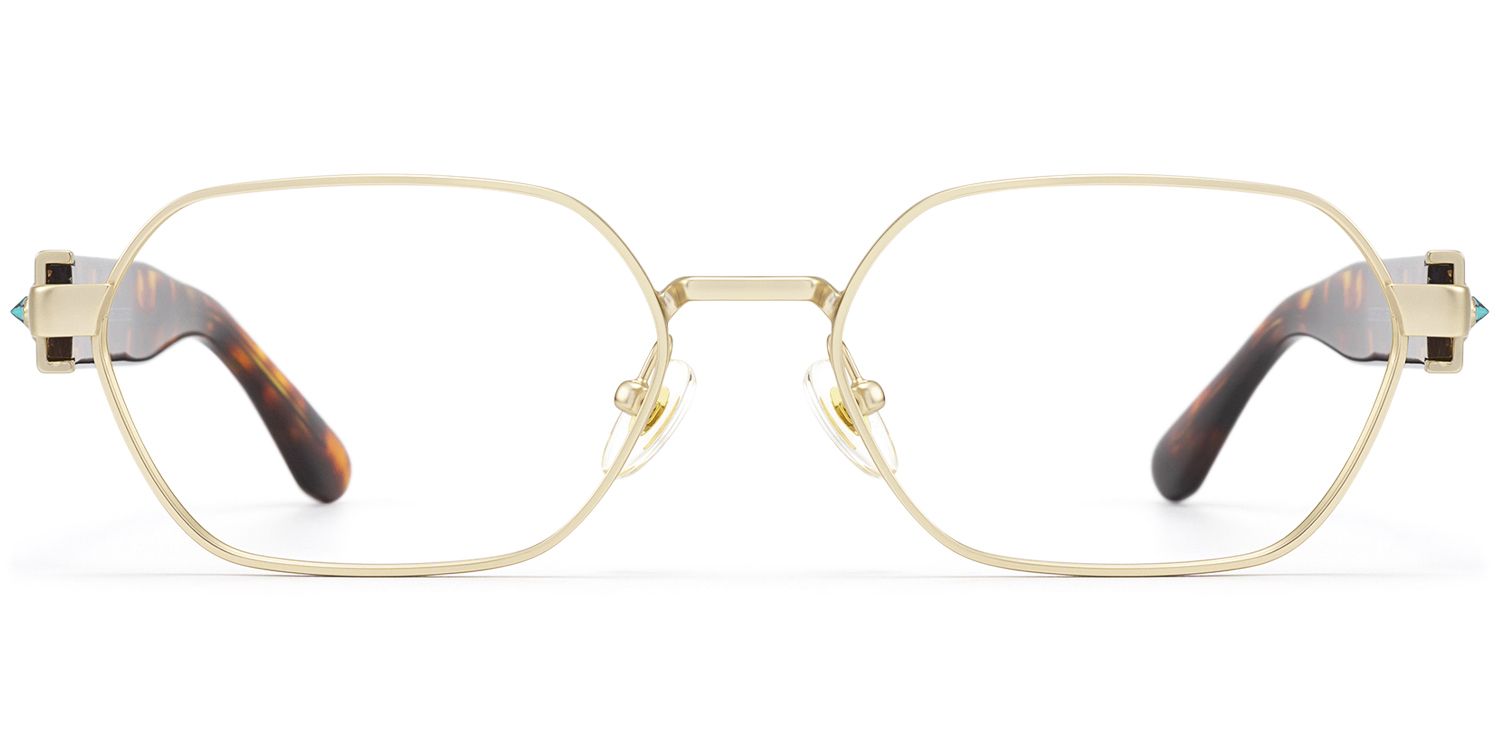 Orion - Gold Tortoise Geometric Glasses | Vooglam Product Details 1