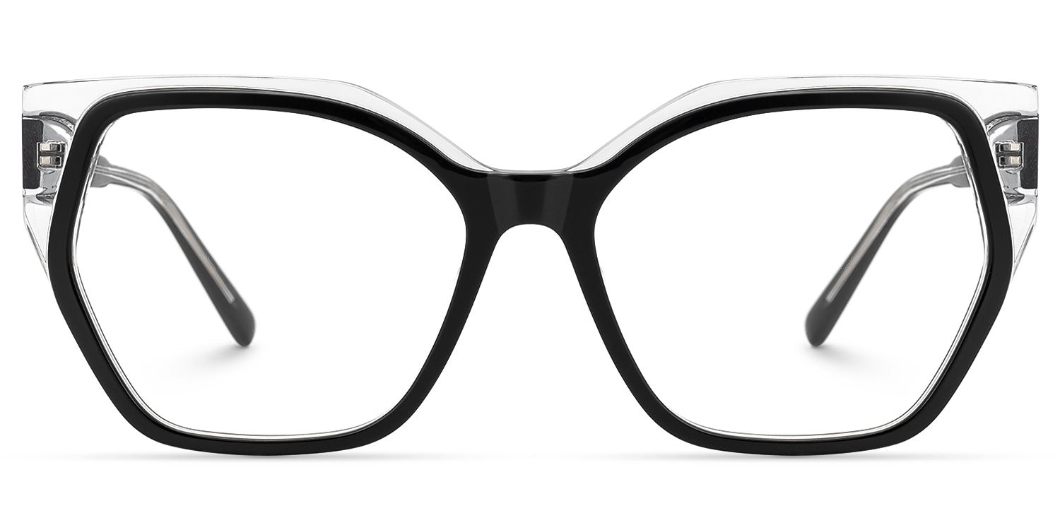 Nabila - Geometric Black Eyeglasses | Vooglam Angle View
