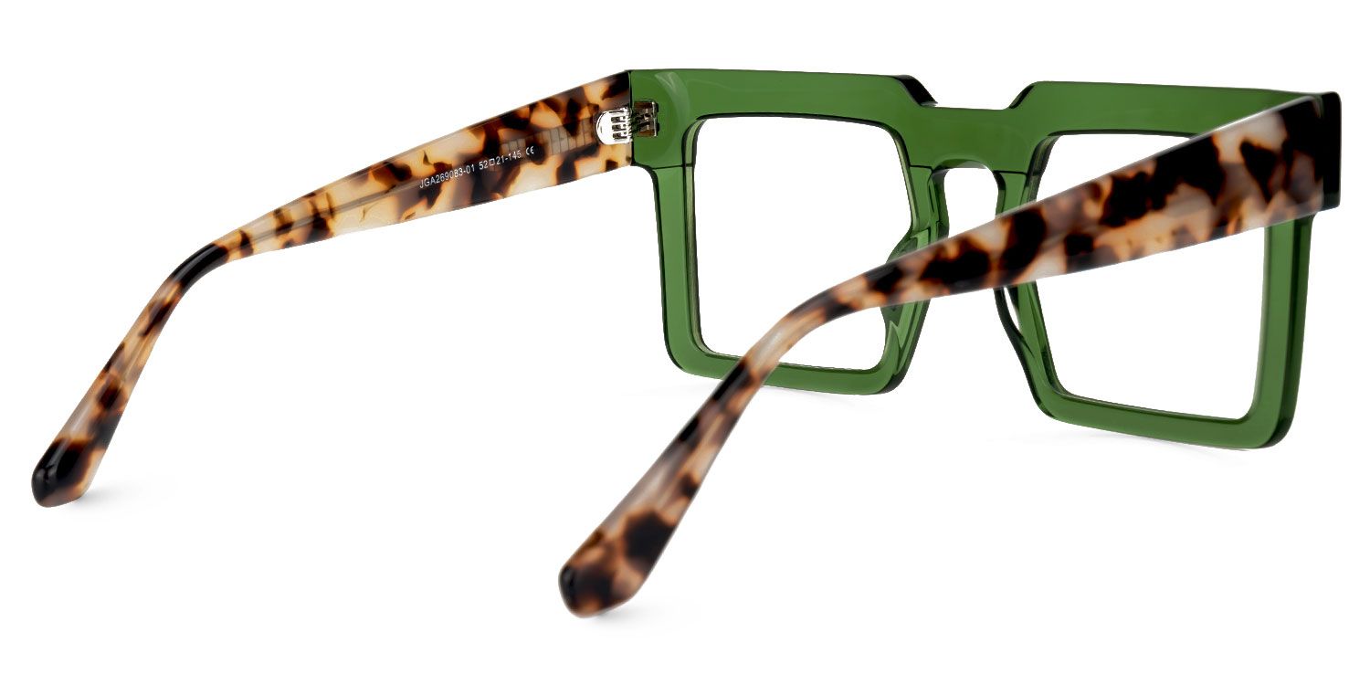 Elinoah - Square Green Eyeglasses | Vooglam Side View