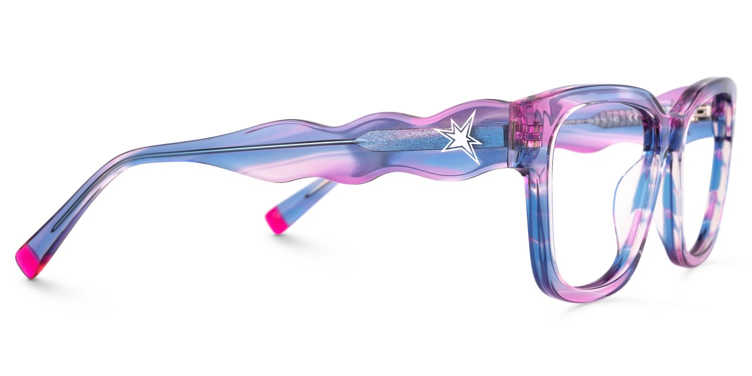 Daphne - Rectangle Pink/Blue Eyeglasses | Vooglam 4