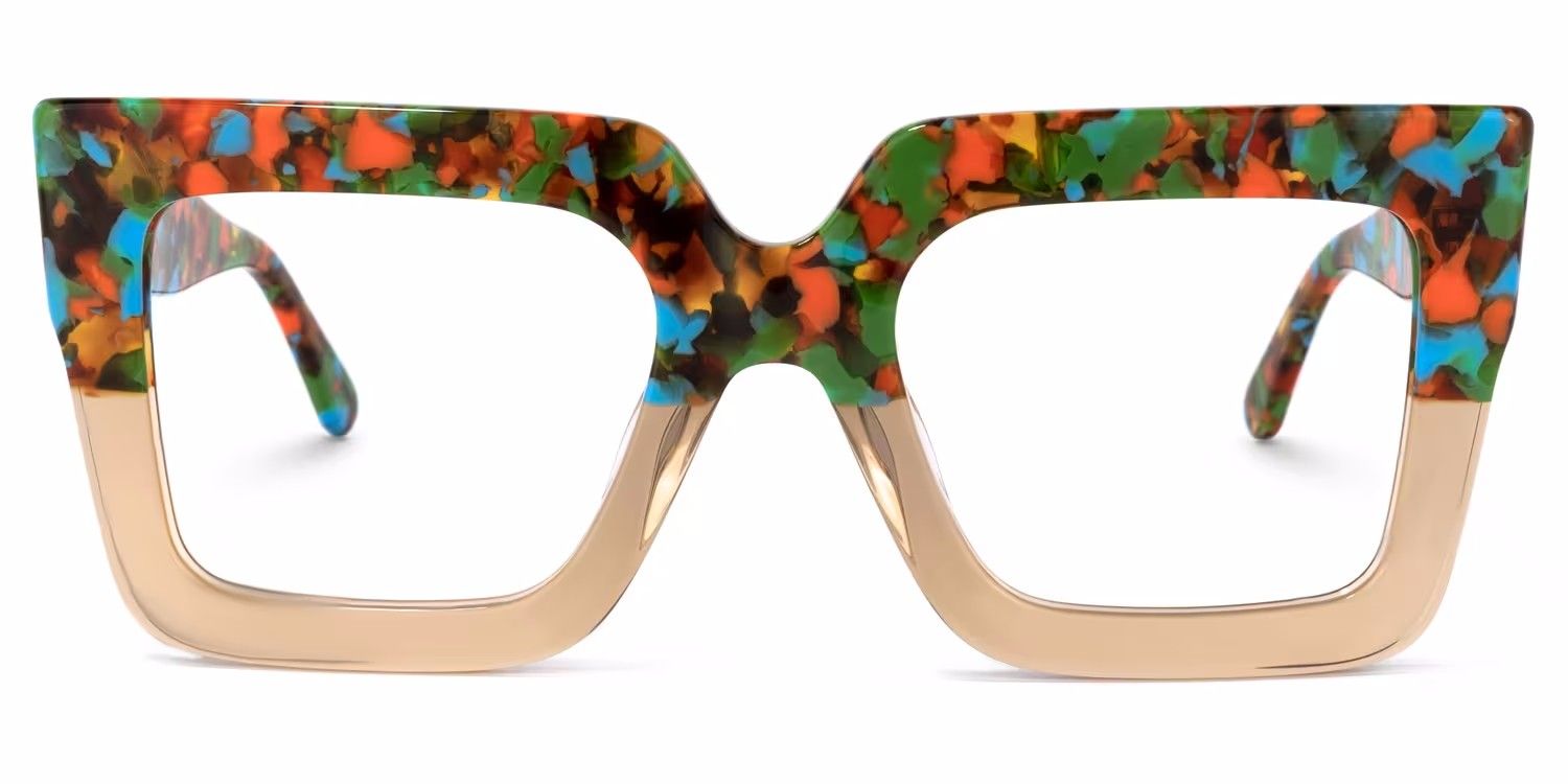 Charisse - Bold Multicolor Square Glasses Unique Design | Vooglam Angle View