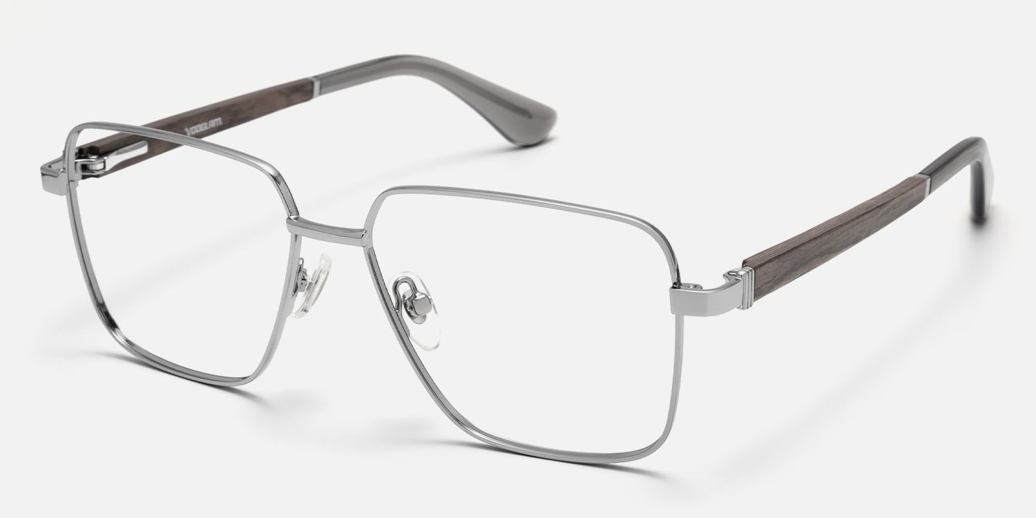 Griot - Square Silver Eyeglasses | Vooglam Front View