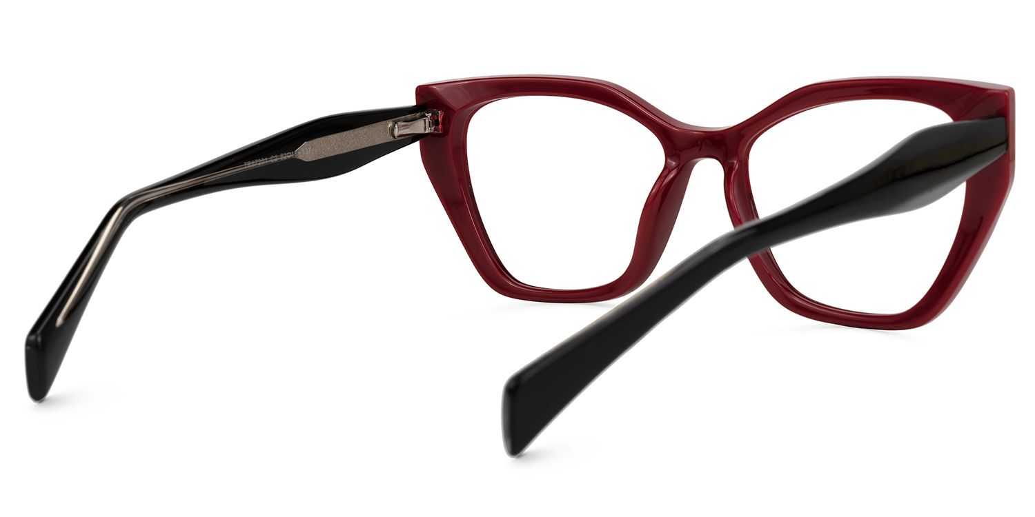 Desdra - Cat Eye Red/Black Two-tone Eyeglasses | Vooglam Side View