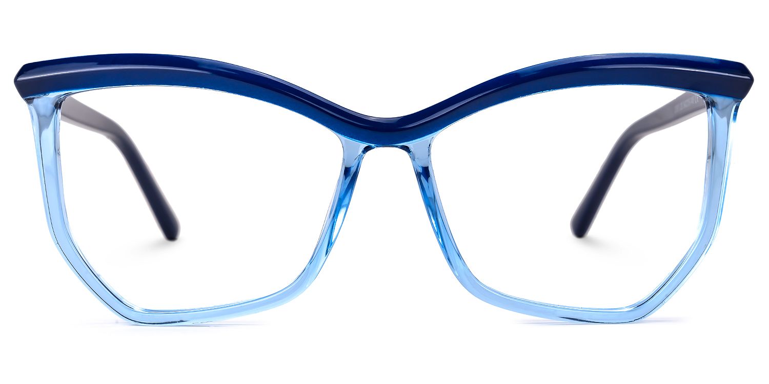 Wes - Butterfly Blue Eyeglasses | Vooglam Angle View