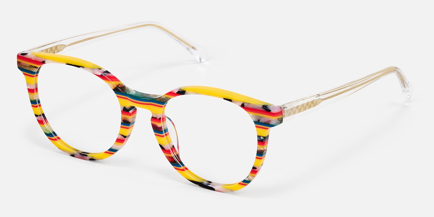 Boban - Round Yellow Eyeglasses | Vooglam Front View