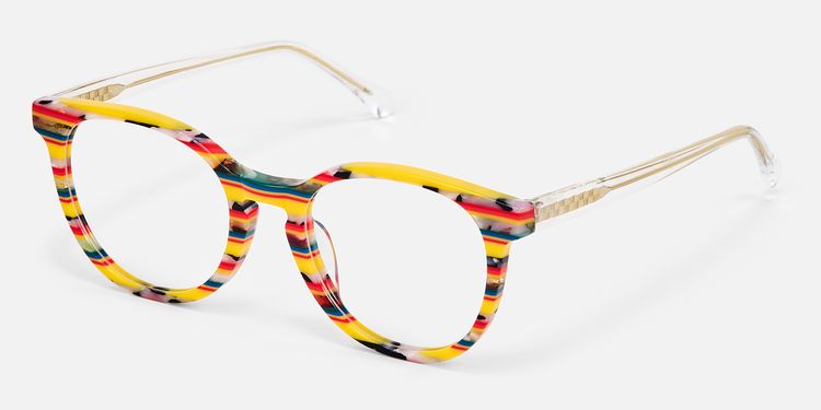 Boban - Round Yellow Eyeglasses by Vooglam